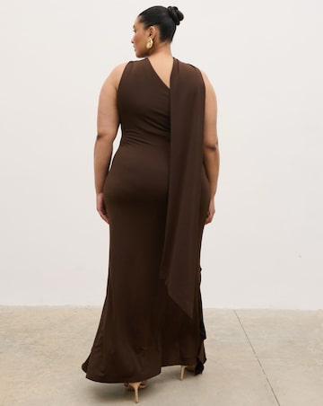 Pretty Lavish Celina Drape Ruffle Jersey Maxi Dress