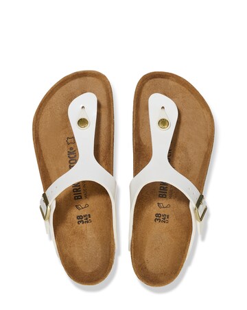 Birkenstock Gizeh White Patent Sandals - Standard Fit (D)