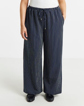 Simply Be Navy Pinstripe Wide Leg Trouser Co-ord