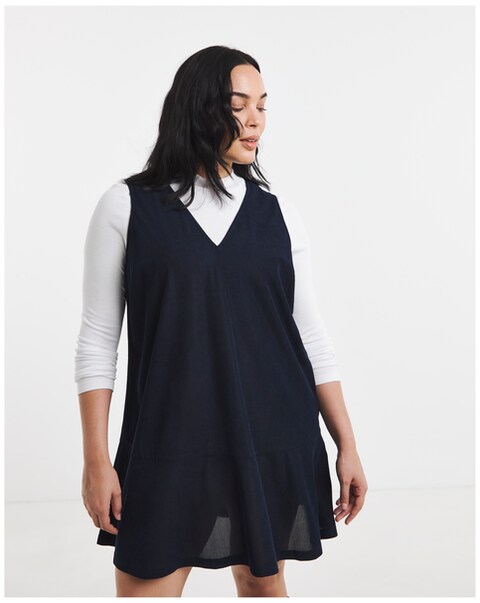 Simply Be Navy Cord Flippy Mini Dress