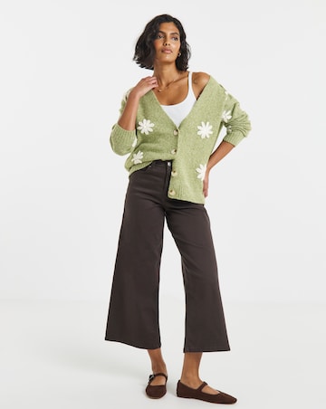Embroidered Floral Boyfriend Cardigan