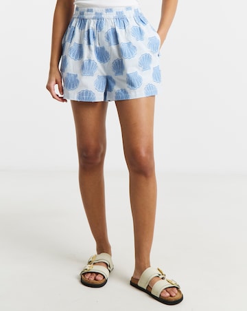 Native Youth Pinstripe Seashell Embroidery Boyfriend Shorts