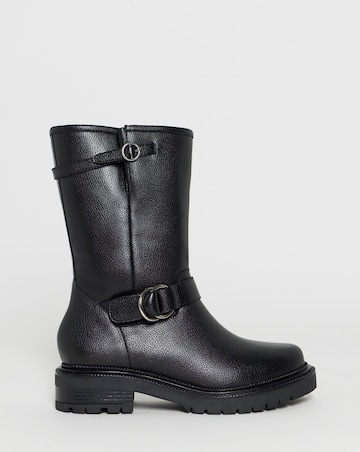 Victoria Buckle Detail Flat Ankle Boots - Wide Fit (E)