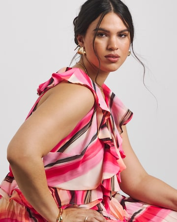 Joanna Hope Ruffle Pleated Dress