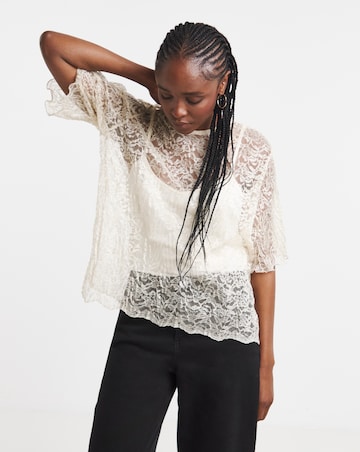 Simply Be Champagne Lace Boxy Top