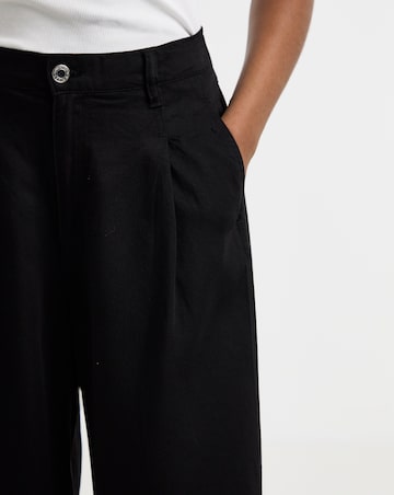 Black Draped Lyocell Wide Leg Jeans