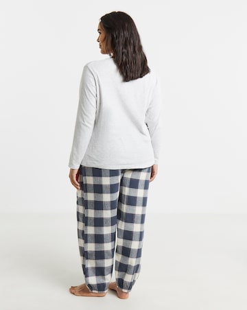 Pretty Secrets Henley Top And Check Bottom Cotton Pyjama Set