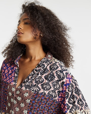 Simply Be Patchwork Print Crinkle Shirt