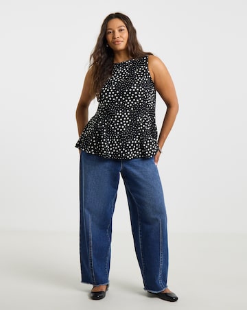 Simply Be Black Spot Peplum Top