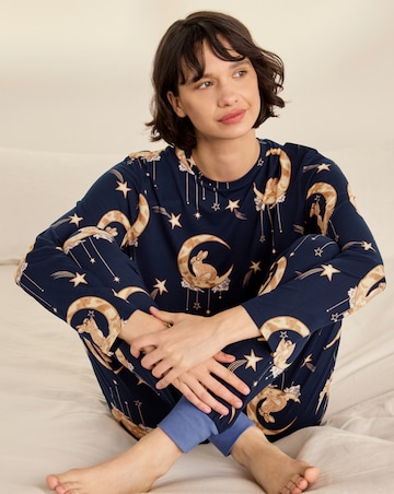 Chelsea Peers Classic Long Sleeve Crew Neck Moon Pyjama Set