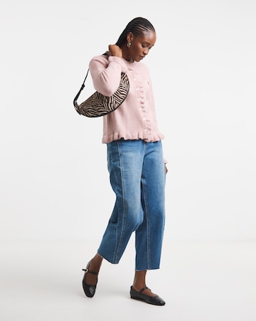 Simply Be Pink Ruffled Frill Knit Cardigan