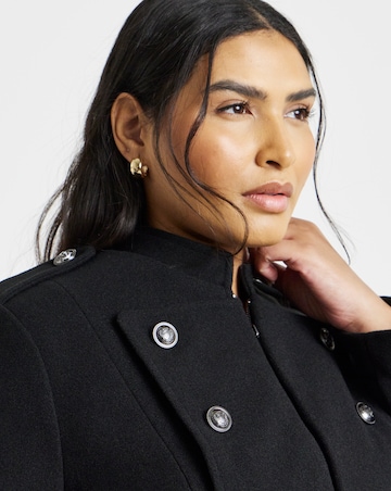 Black Zip Front Military Jacket