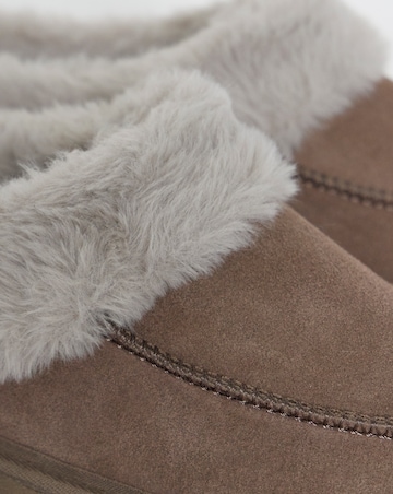 Capri Full Suede Faux Fur Trim Slippers - Extra Wide Fit (EEE)