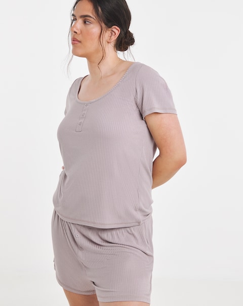 Modal Rib Pyjama Shortie Set