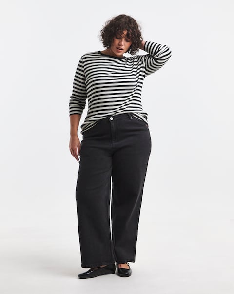 Simply Be 99 1 Black Comfort Stretch Slouchy Wide Leg Jeans