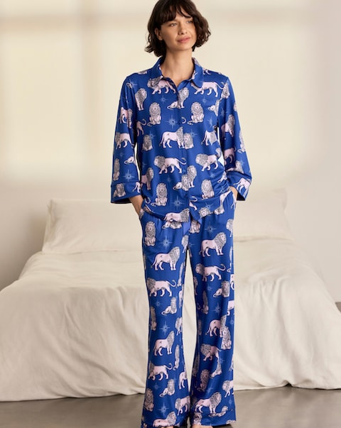 Chelsea Peers Long Sleeve Button Up Lion Pyjama Set