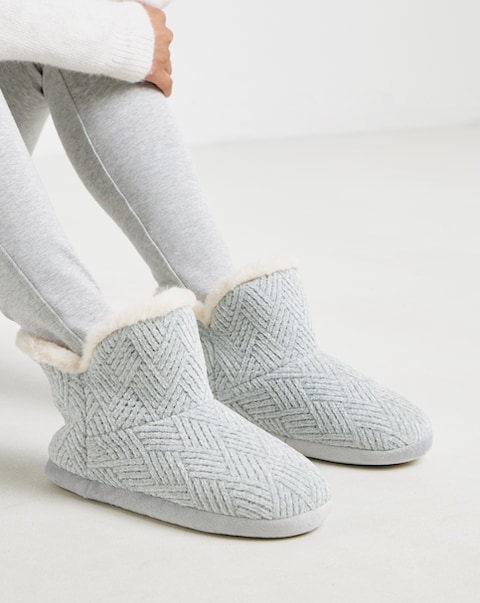 Laurel Knitted Bootie Slippers - Extra Wide Fit (EEE)