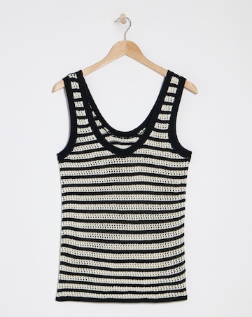 Simply Be Stripe Crochet Knitted Scoop Neck Vest