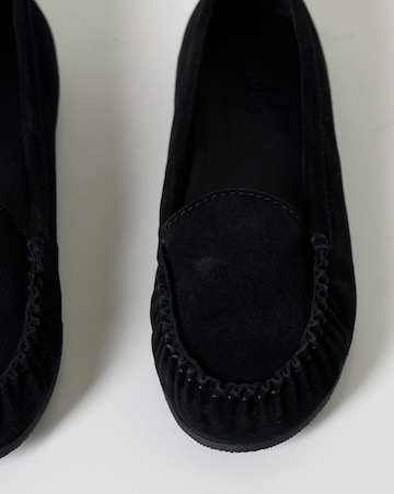 Gretel Suede Puckered Flat Loafers - Wide Fit (E)