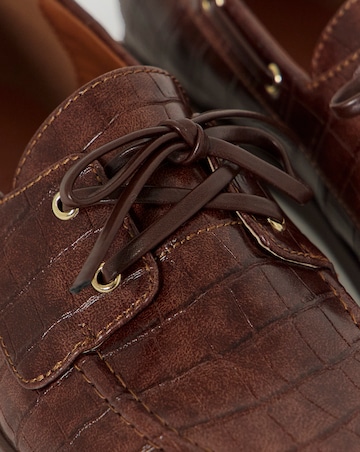 Delly Croc Effect Boat Shoes - Extra Wide Fit (EEE)