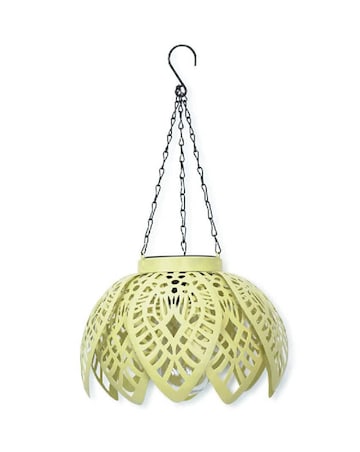 ValueLights Artichoke Yellow Solar Powered Outdoor Garden Hanging Lantern Light