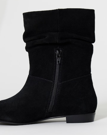 Hetty Ruched Suede Ankle Boots - Wide Fit (E)