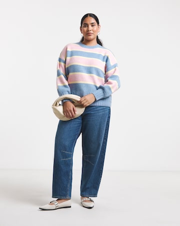 Crew Neck Striped Volume Sleeve Jumper