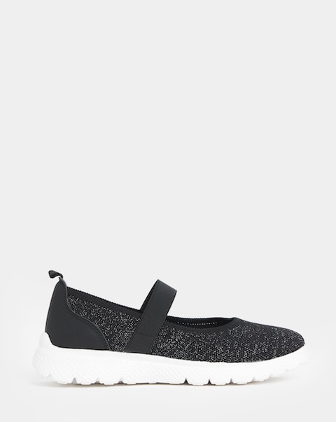 Cushion Walk Elasticated Strap Sparkle Mary Jane Trainers - Wide Fit (E)