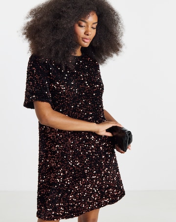 Twisted Wunder Velvet Sequin T-Shirt Mini Dress