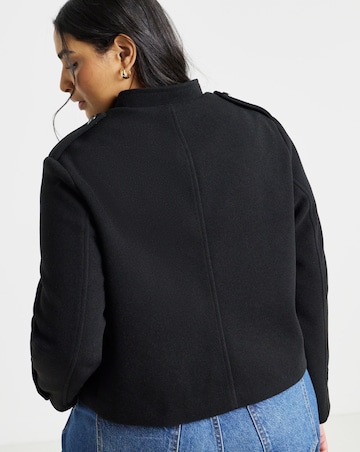 Black Zip Front Military Jacket