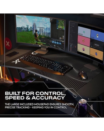 X Rocker Panther Evo 120cm Gaming Desk with Mousepad - Black