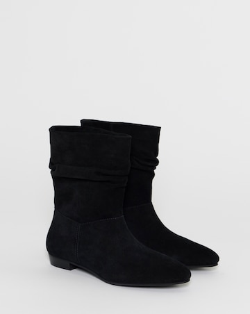 Hetty Ruched Suede Ankle Boots - Wide Fit (E)