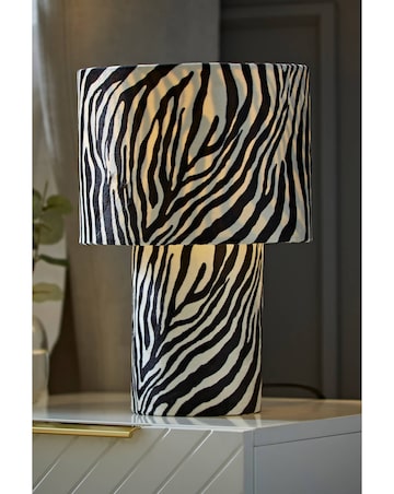 ValueLights Nessa Zebra Velvet Table Lamp