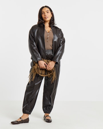 Chocolate Bubble Hem Faux Leather Jacket