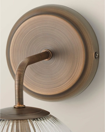 ValueLights Kempton Ribbed Glass Globe Wall Light Brushed Brass