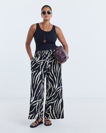 Simply Be Black Zebra Textured Waffle Wide Leg Trouser
