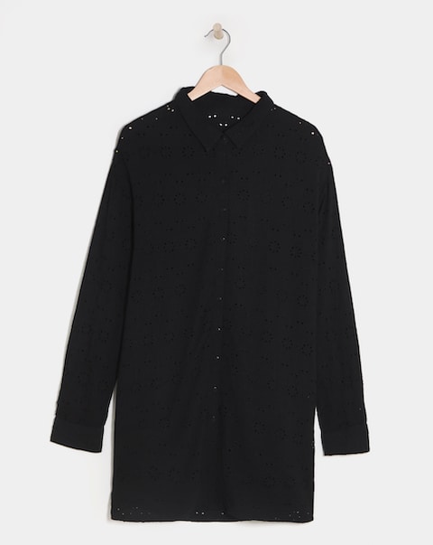 Beach to Beach Black Broderie Beach Shirt