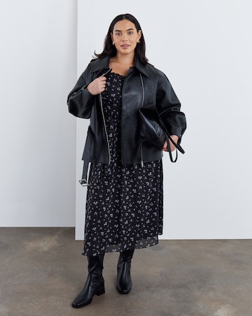 Simply Be Black Ditsy Tea Dress