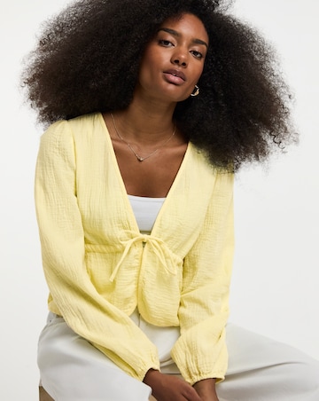 Pieces Sastina V-Neck Woven Tie Top