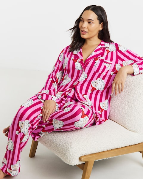Pretty Secrets Santa Stripe Revere Pyjama Set