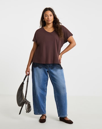 Simply Be Black And Brown Lace 2 in 1 T-Shirt