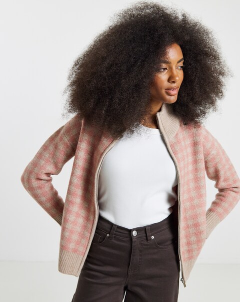 Zip Through Funnel Neck Cardigan