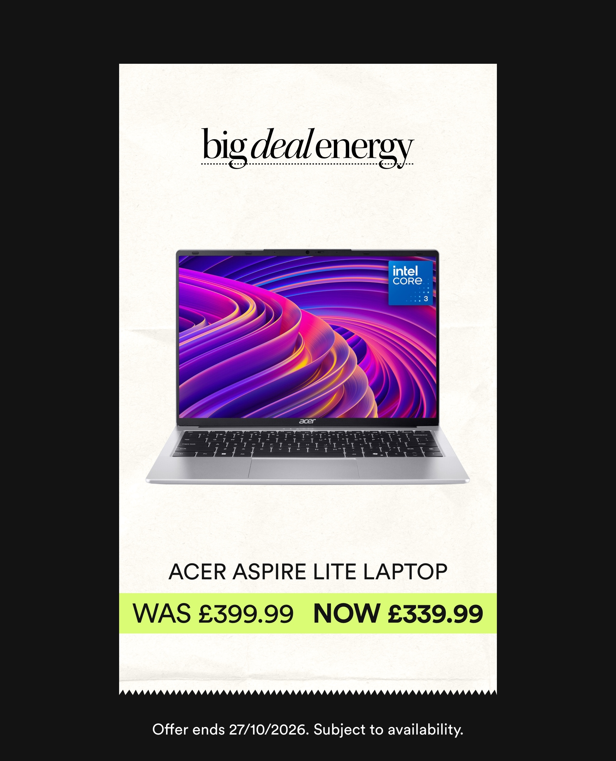Acer Aspire Lite Laptop Was £399.99 Now £339.99