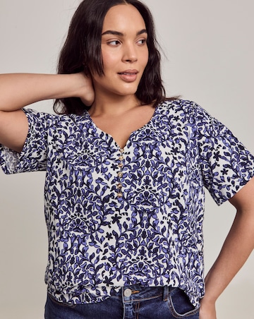 Julipa Petite Cotton Printed V-Neck T-Shirt