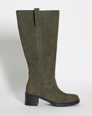 Winnie Suede Block Heel Knee Boots - Extra Wide Fit (EEE) & Super Curvy Calf