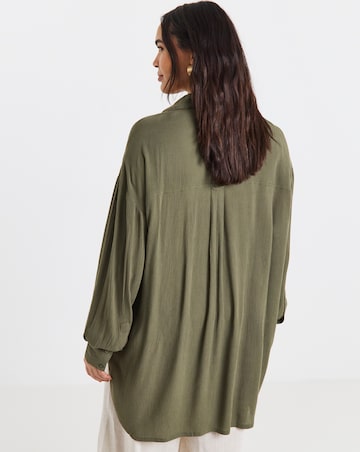 Khaki Oversized Crinkle Shirt