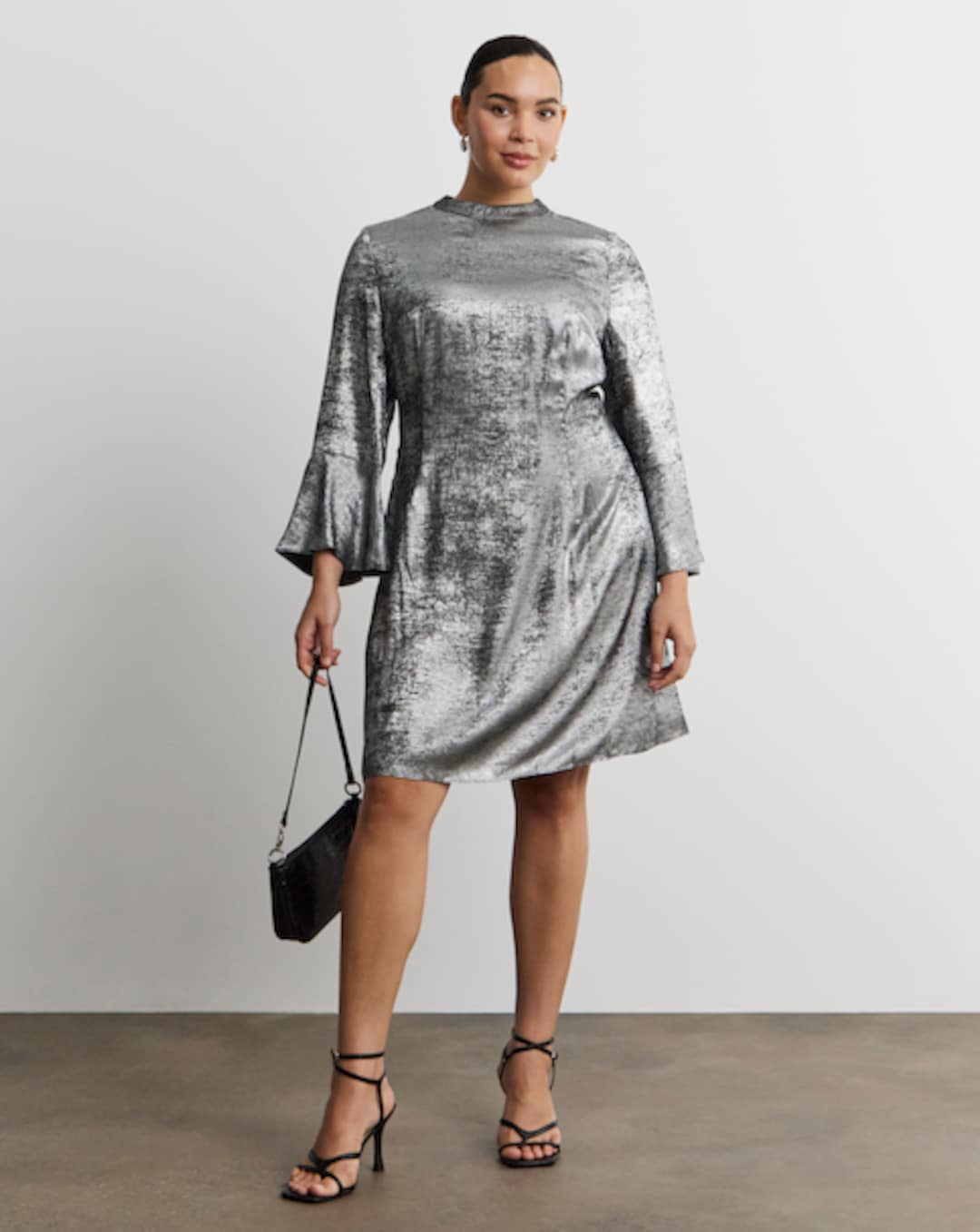 silver dress size 22 Plus Size Bright Lights Silver Sequin Dress in White, Size 20