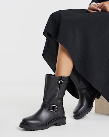 Victoria Buckle Detail Flat Ankle Boots - Wide Fit (E)
