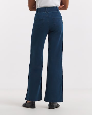 Indigo Stretch Wide Leg Pull On Jeggings
