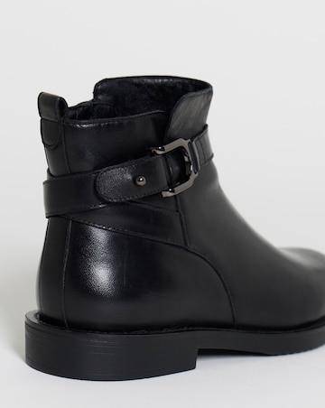 Jazz Leather Flat Buckle Ankle Boots - Extra Wide Fit (EEE)